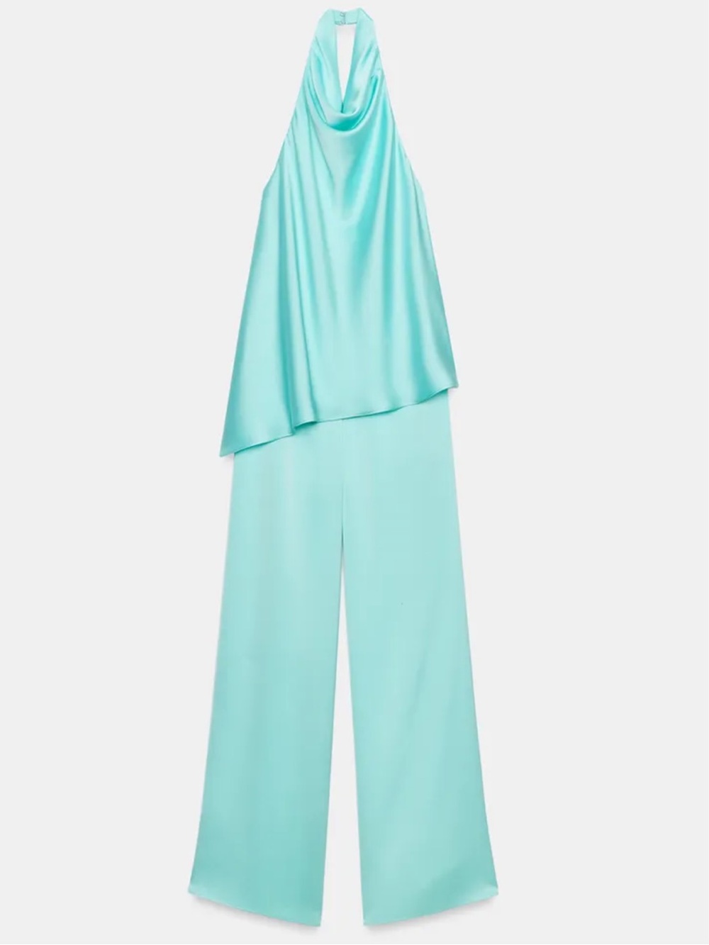 Zara Acqua Satin halter-neck jumpsuit
